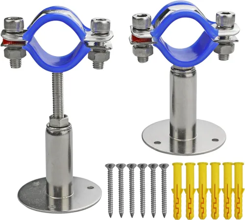 2 soportes de tubo de montaje en pared de acero inoxidable 304, abrazadera de correa de tubo ajustable con tornillos para tubo OD de 0.591-0.748 in,