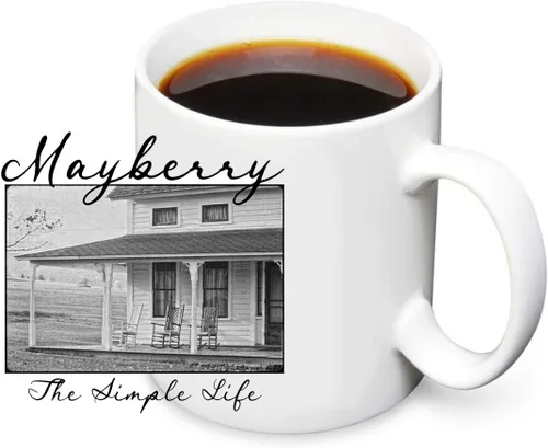 Miniatura 6 de Brotherhood Mayberry Mt Airy Sheriff Aunt Bea's Pickles Oregon Nueva Escocia Wally's Service Andy Griffith - Tazas de café de cerámica blanca de 11