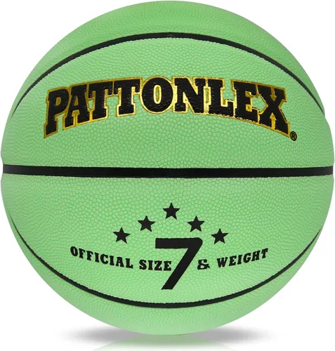 Miniatura 7 de Balones de baloncesto que brillan en la oscuridad de cuero verde brillante para interiores y exteriores, tamaño oficial 7-29.5, tamaño 6-28.5