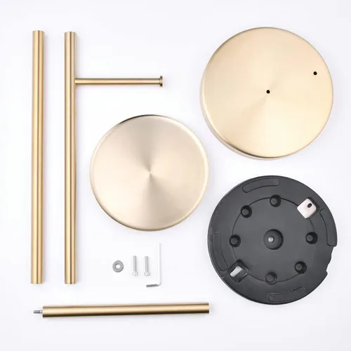 Miniatura 5 de Soporte de rollo de papel higiénico de pie con reserva de almacenamiento, Soporte de papel higiénico dorado cepillado con estante, Soporte de piso
