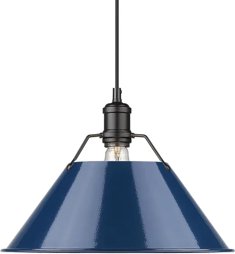 Miniatura 15 de Golden Lighting 3306-L CH-NVY Colgante Orwell, cromado con pantalla azul marino Cromo con pantalla azul marino