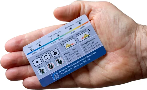 Miniatura 3 de (Paquete de 2) Tarjetas de referencia de fotografía DSLR/sin espejo del tamaño de tarjeta de crédito que caben en bolsillo/cartera/bolsa de cámara.