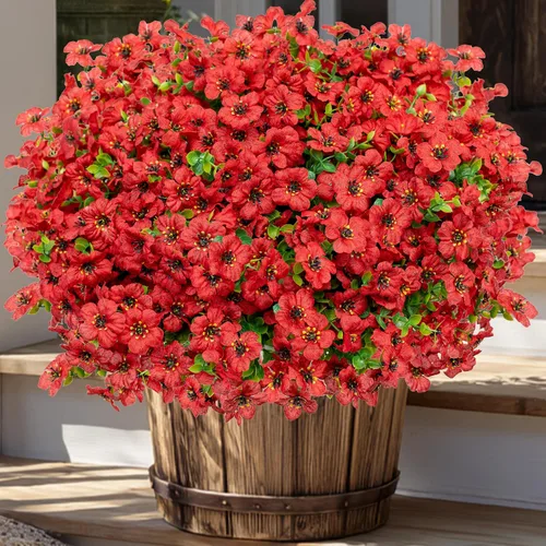 Miniatura 12 de Axylex - Flores Artificiales para Exteriores, Plantas Falsas - 16 Paquetes de Verdería Artificial para Exteriores, Arbustos de Boj de Plástico Sin