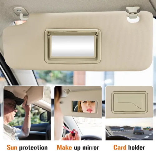 Miniatura 4 de Visera solar de 3 agujeros para Chevy Cruze 2011-2016, visera solar beige del lado izquierdo del conductor Reemplazo 95034256, 95034253, 84126667