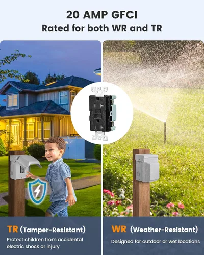 Miniatura 3 de SURAIELEC Caja de Salida Exterior, Receptáculo GFCI WRTR de 20 AMP, Recinto 3R a Prueba de Lluvia, Cubierta de Salida Eléctrica Todo Metálica