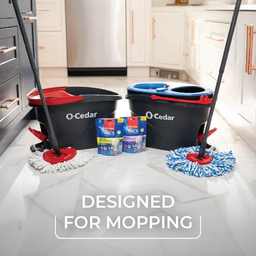 Miniatura 5 de O-Cedar EasyWring RinseClean Sistema de limpieza de suelos con cubo y fregona giratoria de microfibra con sobres de cítricos y lavanda