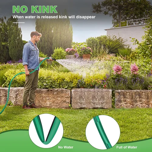 Miniatura 2 de AIODE Manguera de jardín de 5/8 pulgadas x 15 pies, manguera de agua resistente, súper flexible, para todo tipo de clima, equipo de riego de césped