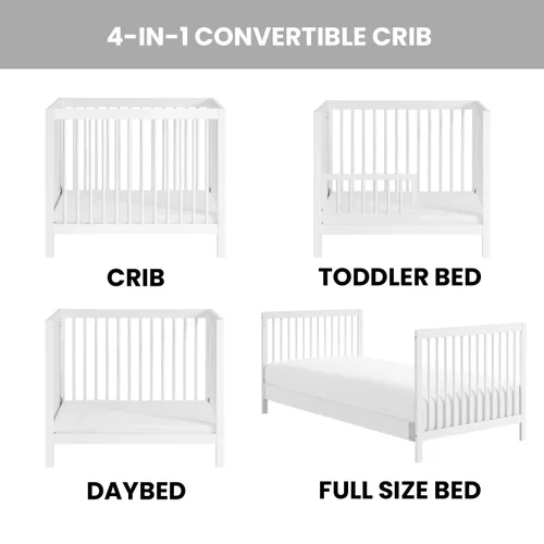 Miniatura 2 de Oxford Baby Essentials Island Mini cuna convertible 4 en 1 con husillos redondos, color blanco
