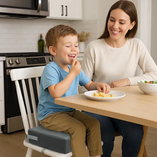 Miniatura 2 de Eiury Asiento Elevador para Niños Pequeños Mesa de Comedor Silla de Cocina, Cojín de PU Impermeable Anti-Rayones, Base Antideslizante, Correas