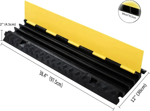 Miniatura 2 de CXRCY Rampa de cable, 1 paquete de 5 canales, protector de cable de goma de PVC, capacidad de 18,000 libras, resistente, protección de canales