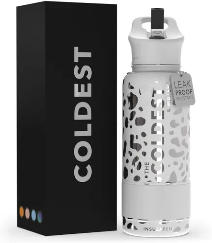 Miniatura 22 de Coldest - Botella para agua con tapa que incluye pajilla, térmica y metálica (acero inoxidable), para hombres y mujeres, color morado