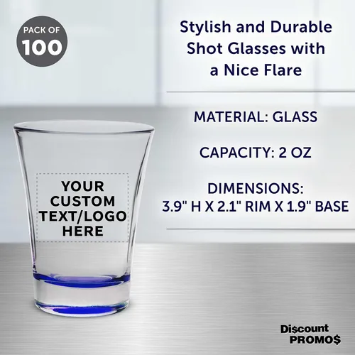 Miniatura 4 de Vasos de chupito personalizados de 2 onzas, juego de 100, paquete personalizado a granel, ideal para bodas, fiestas, cumpleaños, regalos, color azul