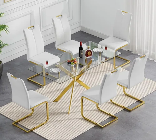 Miniatura 23 de Henf Juego de mesa de comedor de 5 piezas para 4, mesa de comedor rectangular de 51 pulgadas y 4 sillas de comedor de poliuretano gris carbón, mesa