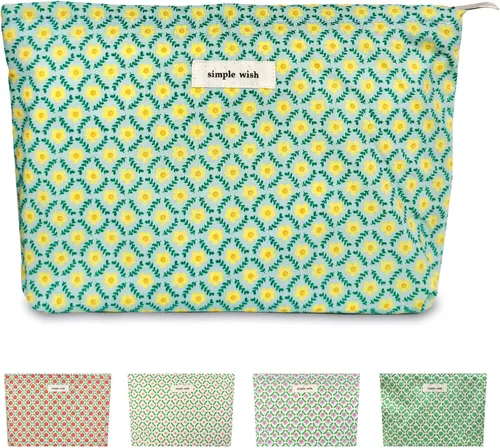 Miniatura 43 de STARDW Bolsa de maquillaje estética floral para mujeres y niñas, bolsa de aseo de viaje con cremallera de gran capacidad, bolsa organizadora