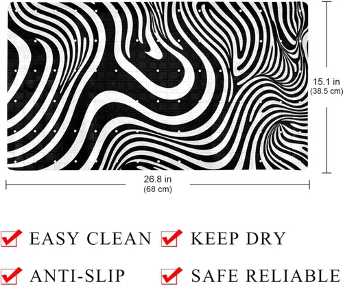 Miniatura 4 de Tapetes de baño y ducha, tapete de baño antideslizante con agujeros de drenaje y ventosas para suelo de baño, 15.1 x 26.8 pulgadas