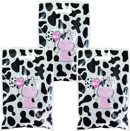 Rainmae 50 bolsas con estampado de vaca, lindas bolsas de regalo de vaca, bolsas de dulces, bolsas de regalo para fiestas temáticas de animales de