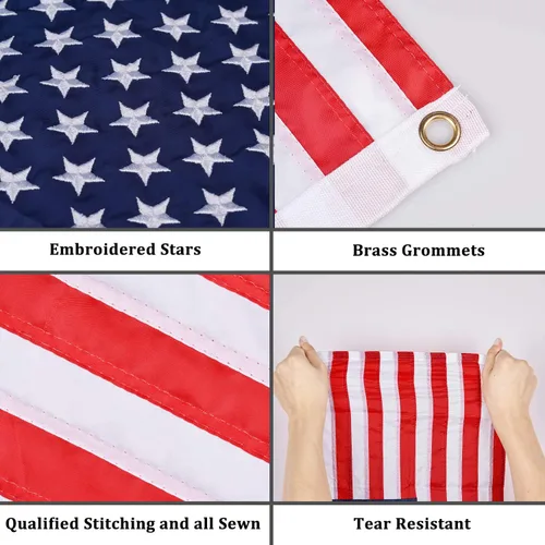 Miniatura 2 de Bandera de barco marina universal con 4 kits de mástil de bandera de barco Bandera de EE. UU. con 50 estrellas bordadas Bandera de barco americana 1