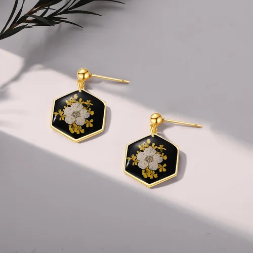 Miniatura 48 de Forget-Me-Not and Queen Anne's Lace Pressed Wildflower Earrings Pressed Flower Earrings Handmade Drop and Dangle Earrings Gift for Woman