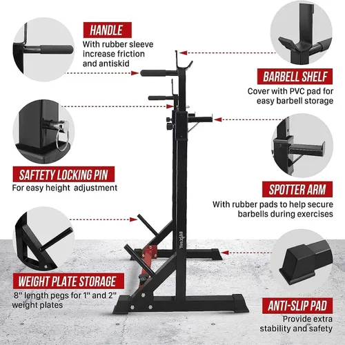 Miniatura 3 de Yes4All Soporte para sentadillas para gimnasio en casa, soporte ajustable para levantamiento de pesas, estación de barra de inmersión, soporte