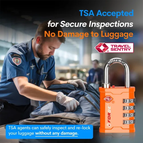 Miniatura 2 de FORGE Cerraduras de viaje aprobadas por la TSA de 4 dígitos – Sistema de llave TSA008, duplicación de llaves imposible, candado de combinación