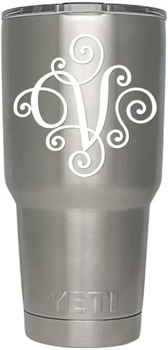 Miniatura 90 de Monogram - Calcomanía troquelada/vinilo adhesivo. Haga clic para opciones de color/letra. Disponible en cuatro colores y todas las letras de la A