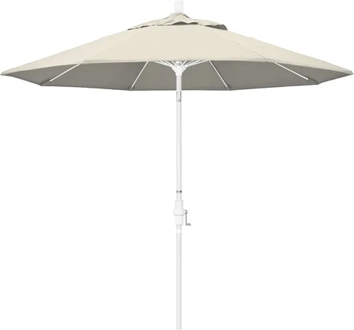 California Umbrella paraguas de tela Olefin de 9 pies de fibra de vidrio de elevación basculante mercado de aluminio, paraguas con poste de bronce,
