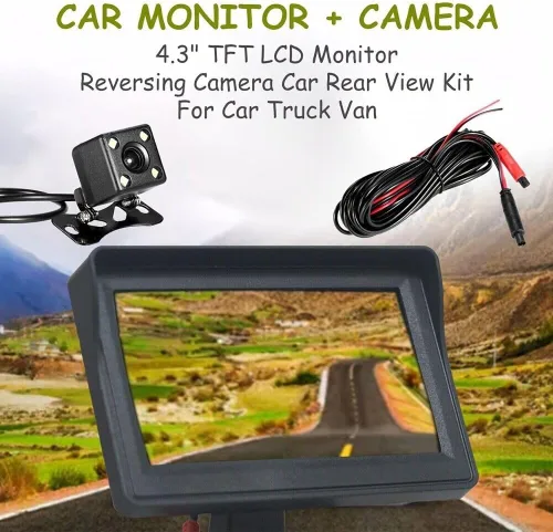 Miniatura 4 de 4.3 pulgadas TFT LCD coche monitor vehículo vista trasera reversa coche cámara LED aparcamiento sistema para coches, camiones, camionetas, SUV