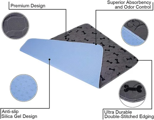 Miniatura 3 de Almohadillas lavables para orina de perro con guantes de aseo gratis, alfombrillas antideslizantes para perros con gran absorción de orina