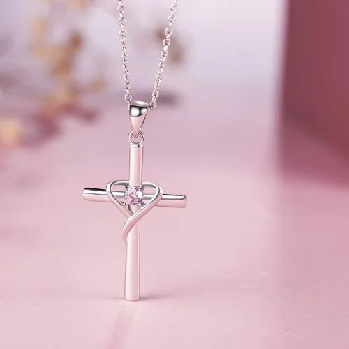 Miniatura 3 de AmorAime - Collar de cruz de plata de ley 925 para mujeres y hombres con circonita cúbica 5A para adolescentes y niñas regalos para Navidad