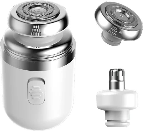 Mini afeitadora eléctrica portátil, 2 en 1, recargable por USB, en seco y húmedo, con recortadora de pelo de nariz giratoria, regalo de tamaño de