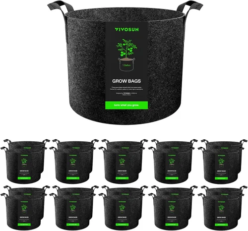 Miniatura 13 de VIVOSUN Paquete de 10 bolsas de cultivo de 7 galones, macetas de tela reforzadas para jardinería, color negro