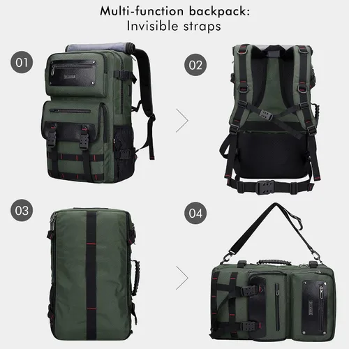 Miniatura 4 de Mochila de viaje para hombres WITZMAN con bolsa de lona, apta para portátil de 17 pulgadas, aprobada por aerolíneas (B685 Verde Ejército)