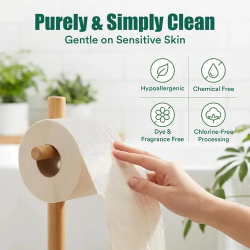 Miniatura 4 de Eco Soul Papel higiénico de bambú de alta calidad de 3 capas, 12 megarrollos, 300 hojas cada uno, certificado FSC, hipoalergénico, texturizado