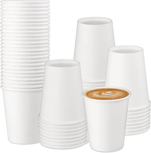 Miniatura 33 de Vasos de papel de 8 onzas, paquete de 25 unidades, vasos de café de papel desechables, para bebidas calientes o frías, para Halloween, fiestas, Negro
