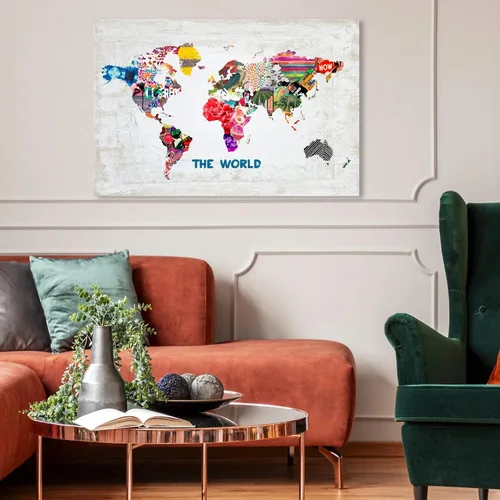 Miniatura 4 de The Oliver Gal Artist Co. Maps and Flags - Lienzo decorativo para pared, diseño hipster Mapa Mundi, decoración del hogar, 24 x 16 pulgadas, blanco