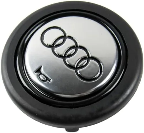 Miniatura 2 de Q1-TECH, botón redondo JDM universal para volantes aftermarket de 6 pernos con abertura de dos pulgadas 2" para botón de bocina (AUD-BK)