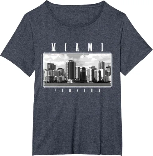 Miniatura 28 de Miami Skyline Florida Pride Vintage Miami Camiseta, Negro