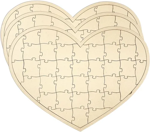 Miniatura 8 de Paquete de 3 rompecabezas de madera en blanco en forma de corazón de 11.2 x 8.4 pulgadas, tablero de rompecabezas de madera sin terminar, lienzo