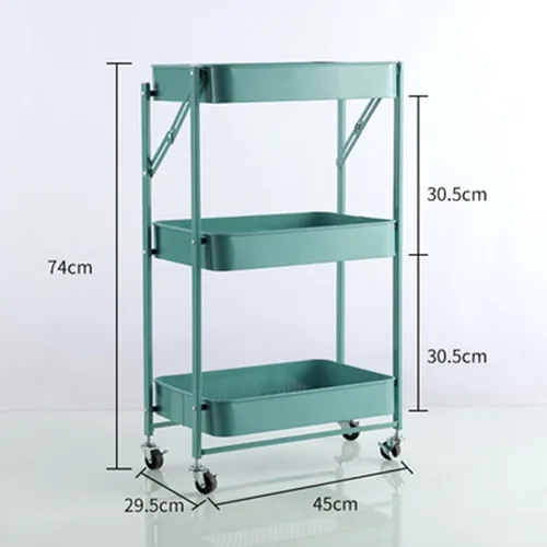 Miniatura 2 de Carrito de almacenamiento de frutas y verduras, carrito plegable de metal para cocina, estante organizador de almacenamiento de 3 niveles