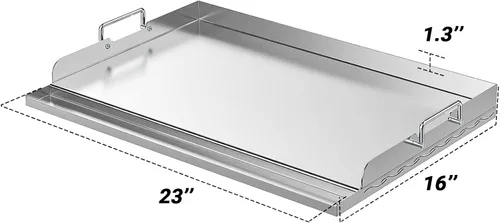 Miniatura 2 de Skyflame Plancha Universal de Parrilla de 23"x16", Parrilla Plana de Superficie de Cerámica Antiadherente para BBQ con Manija y Ranuras para Grasa