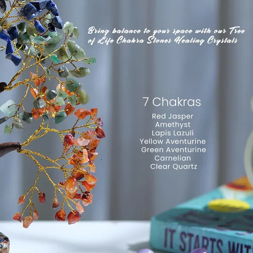Miniatura 3 de PYOR Árbol de la vida de cristal de 7 chakras para decoración de oficina, cristales y piedras, regalos de inauguración de la casa para mujeres
