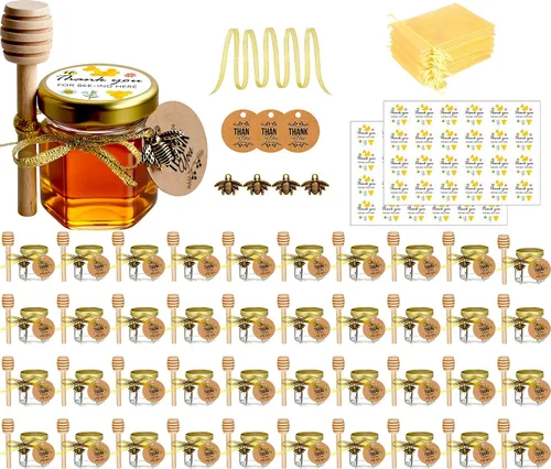 Ahhute Pote de miel, mini tarros de miel con gotero, tarros de miel de vidrio, regalos de baby shower, recuerdos de fiesta y recuerdos de boda,