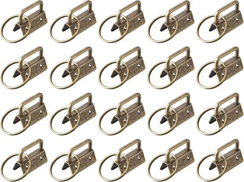 uxcell 20 piezas de accesorios para llavero de 1.024 in/1 pulgada con llavero para correas de bolsa, pulseras, cordones, bronce oscuro