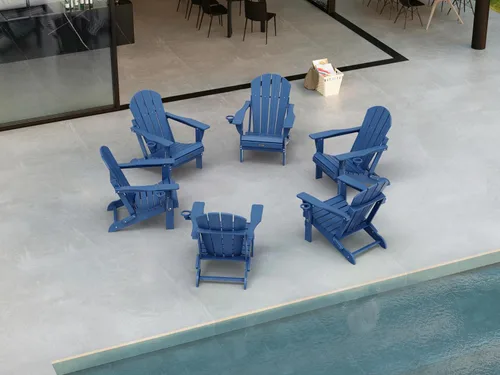 Miniatura 43 de Ciokea Silla Adirondack plegable con textura de madera, silla Adirondack para patio, resistente a la intemperie, silla de plástico para hoguera