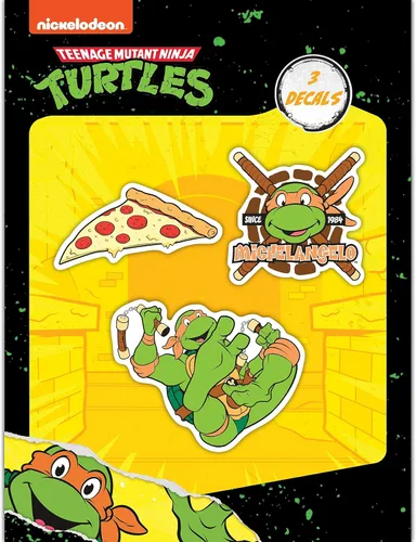 TMNT Teenage Mutant Ninja Turtles Mikey - Juego de 3 calcomanías de tortuga ninja Michelangelo para coche, botella de agua, bicicleta, casco, Miguel