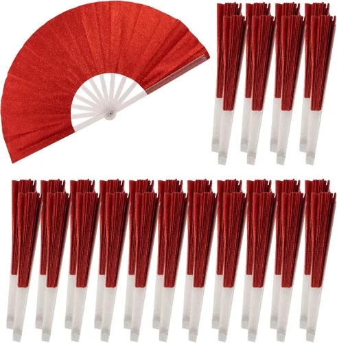 Miniatura 28 de 10 ventiladores plegables grandes de mano para hombres y mujeres, abanicos decorativos plegables, accesorios rave, utilizado para bailes, fiestas