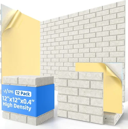Miniatura 19 de Paquete de 20 paneles acústicos autoadhesivos, paneles de espuma de alta densidad a prueba de sonido de 12 x 12 x 0.4 pulgadas para paredes, paneles