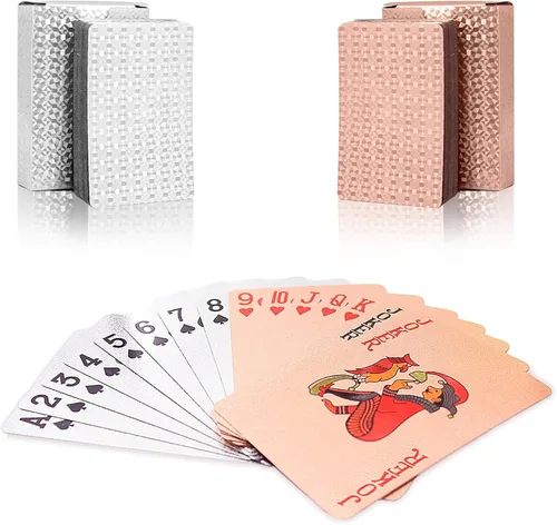 Miniatura 7 de 10 Paquetes de Cartas de Juego - 5 Negras 5 Doradas HD, 54 Cartas de Póquer Estándar de Plástico Impermeable para Fiestas Familiares naipes de oro