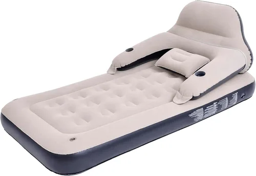 Sofá cama de colchón de aire tamaño individual con cabecera y almohada, cama inflable para exteriores durante la noche