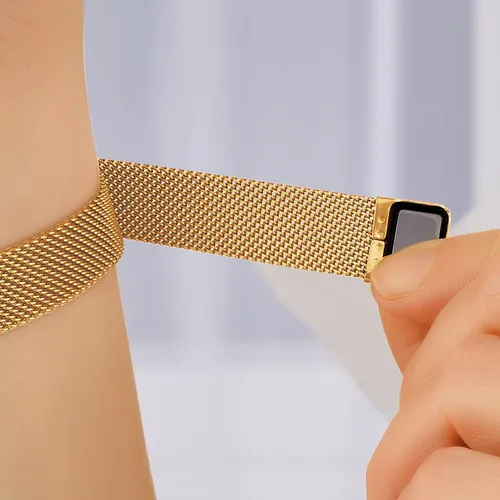 Miniatura 3 de Collections Etc Reloj magnético ajustable con banda de malla de colibrí, Oro, Moderno